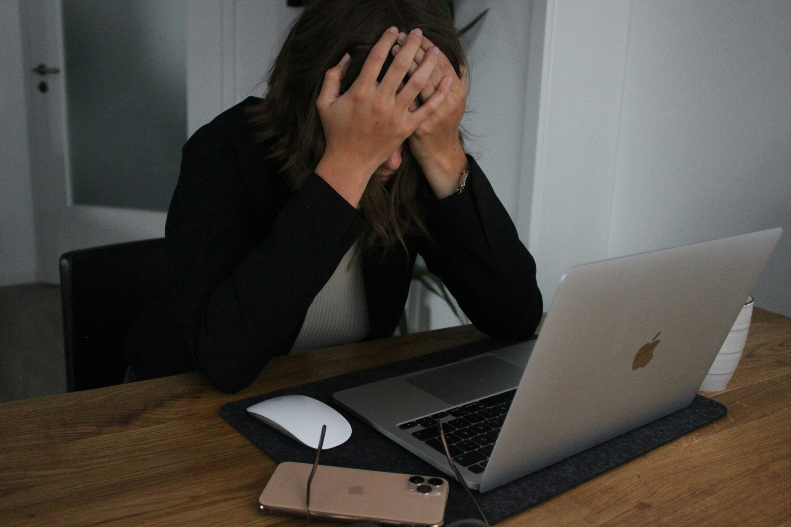 person frustrated using computer